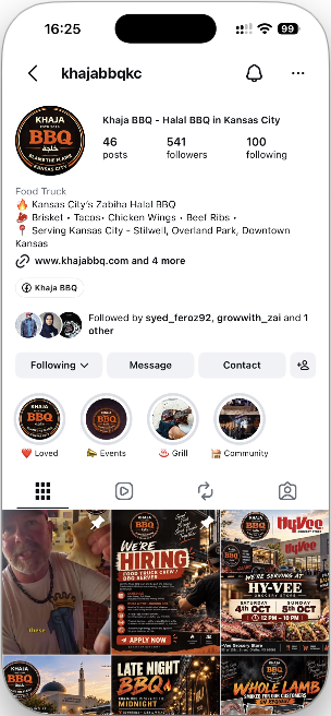 Actual Khaja BBQ Instagram profile screenshot